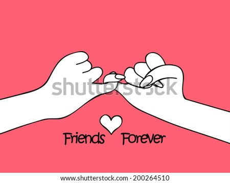 Two human hands together on pink background for Happy Friendship Day.