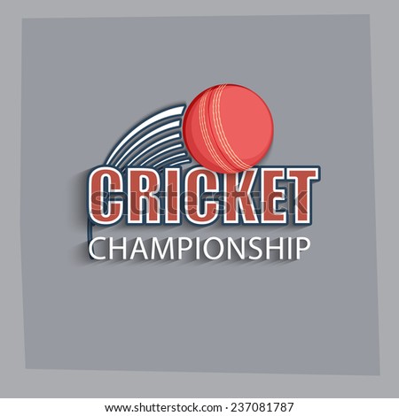 Cricket Championship text with red ball on grey background.