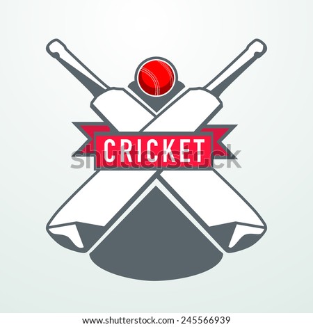 Cricket sports concept with bats and red ball.