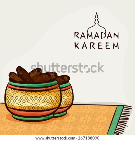 Islamic holy month of prayers, Ramadan Kareem celebrations concept with Iftar Party, Dates.