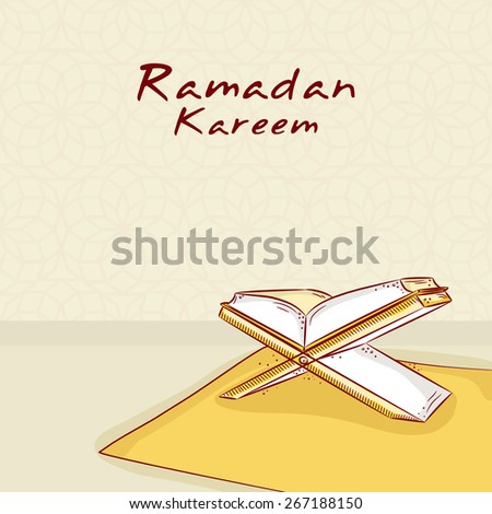 Open Islamic Religious holy book Ramadan Kareem for Muslim\'s holy month of prayers of Ramadan Kareem celebrations.