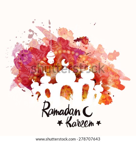 Beautiful mosque, made by colors splash for Islamic holy month of prayers, Ramadan Kareem celebrations.
