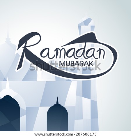 Creative mosque design on shiny background for Islamic holy month of prayers, Ramadan Kareem celebration.