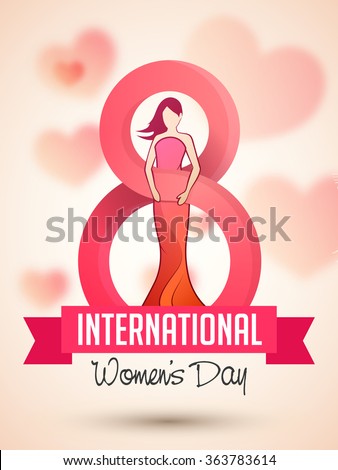 Flyer or Pamphlet with stylish text 8 March and illustration of young girl for Happy International Women's Day celebration.