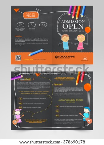 Back to School concept, Creative Brochure, Template or Flyer design with front and back page view.