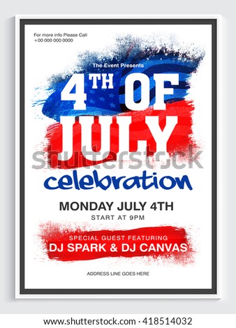 Creative Pamphlet, Banner or Flyer design for 4th of July, American Independence Day Party celebration.