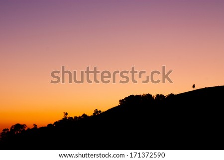 twilight sky and silhouette landscape background