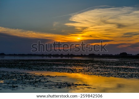 Sunset on water, Danube Delta, Romania