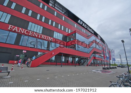 ALKMAAR, NETHERLANDS - CIRCA MAY 2014: Official playground (stadium) of Alkmaar football club