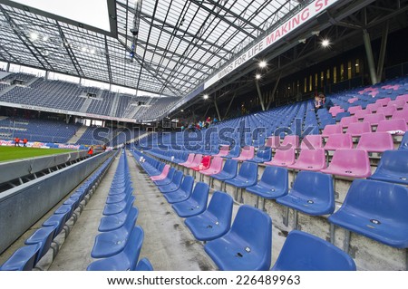 SALZBURG,AUSTRIA-CIRCA SEPTEMBER 2014: Red Bull Arena -the official playground of FC Red Bulls Salzburg