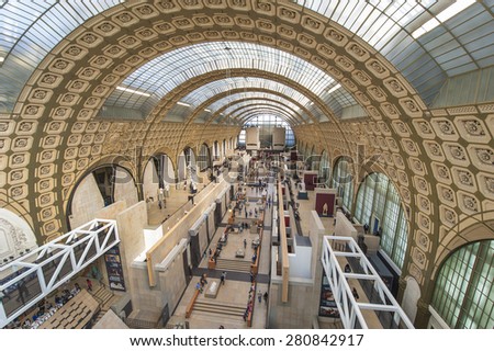 PARIS,FRANCE-CIRCA APRIL 2015: inside museum D\'Orsay, situated in the former railway station