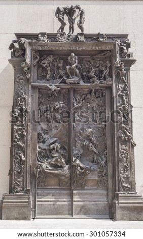 PARIS,FRANCE-CIRCA APRIL 2015: The famous Gates of Hell by Auguste Rodin