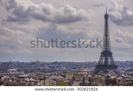 View on Eiffel Tower on a Gloomy day