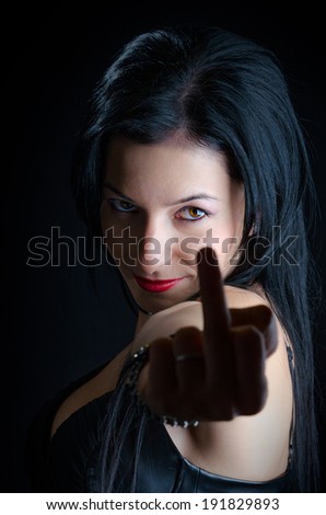 Woman Showing Middle Finger