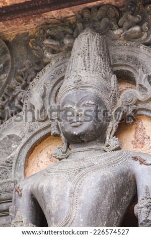 A broken deity of the Hindu sun-god at the sun temple of Konark, India.