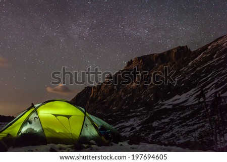 night camping under the stars Mountains