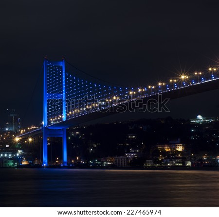 Bosporus Bridge at night Istanbul / Turkey