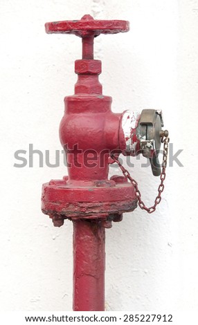 Fire hydrant detail. This fire hydrant is located in a ship.