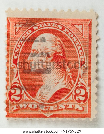 UNITED STATES - CIRCA 1895: A stamp printed in United States.  Shows George Washington in profile. United States - circa 1895.