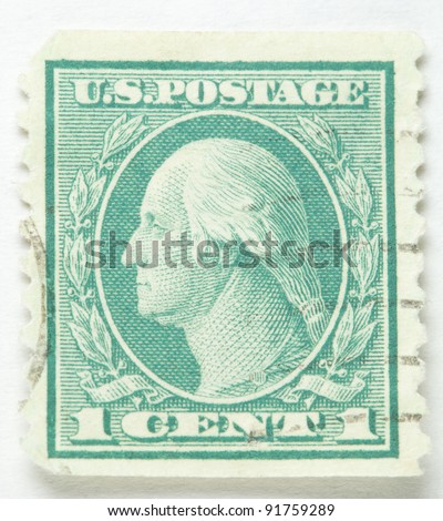 UNITED STATES - CIRCA 1912-1914 : A stamp printed in United States. Displays the profile of George Washington. United States - circa 1912-1914
