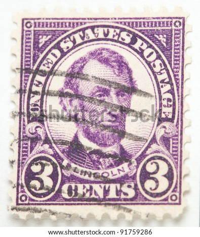 UNITED STATES - CIRCA 1922-1927 : A stamp printed in United States. Displays the image of President Lincoln. United States - circa 1922-1927