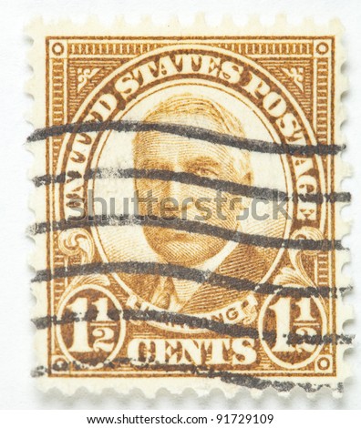 UNITED STATES - CIRCA 1922-1929 : A stamp printed in United States. Displays the image of President Harding. United States - circa 1922-1929