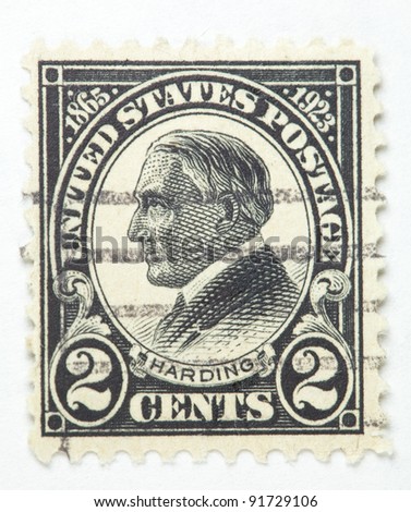 UNITED STATES - CIRCA 1922-1929 : A stamp printed in United States. Displays the image of President Harding. United States - circa 1922-1929