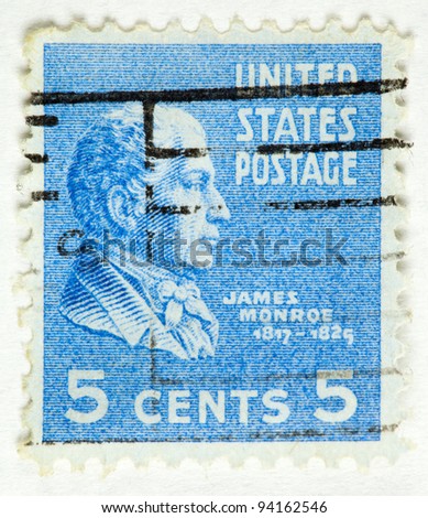 UNITED STATES - CIRCA 1938 : A stamp printed in United States. Displays the profile of President James Monroe. United States - circa 1938