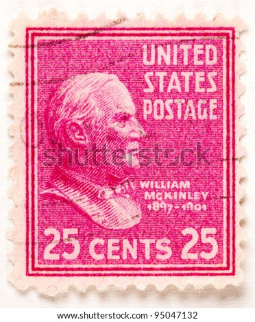 UNITED STATES - CIRCA 1938 : A stamp printed in United States. Displays William McKinley. United States - circa 1938