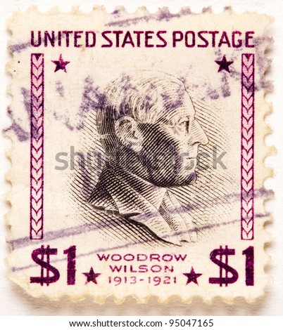 UNITED STATES - CIRCA 1938 : A stamp printed in United States. Displays Woodrow Wilson. United States - circa 1938
