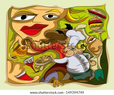 Chefs Food and Music Artwork, Vector