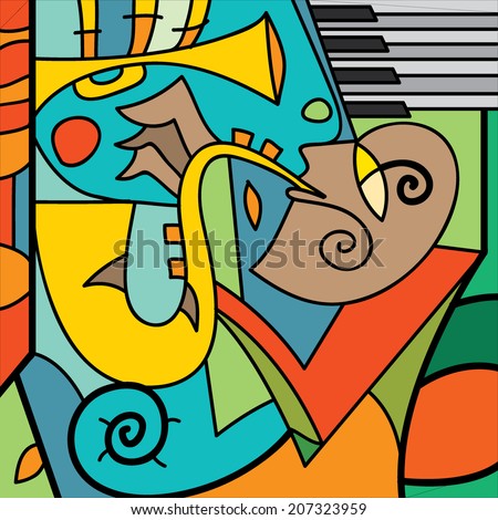 Jazz Poster Saxophone Player Piano Music Instruments Vector Art Jazz Poster Saxophone Player Piano Music Instruments Vector Art