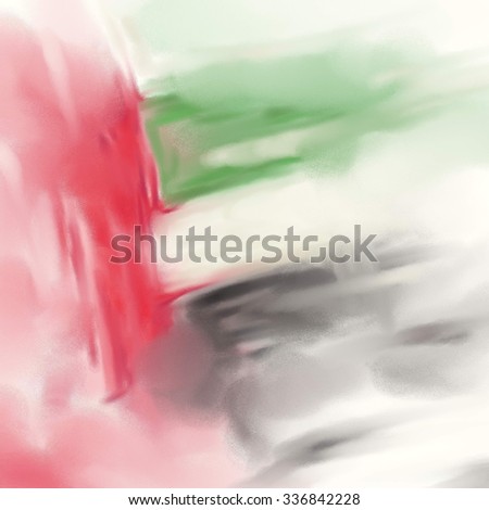 UAE Colors Art, United Arab Emirates Flag Oil Canvas (Digital Oil Painting on Canvas)