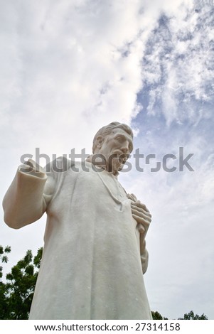 Portrait of A famous Historical Priest Statue, Landmark of Malacca, Malaysia