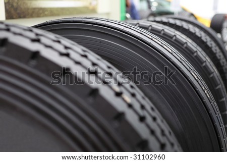 brand new tires in one row