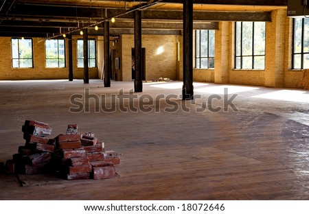 Old brick building is under renovation for modern office spaces. Downtown Toronto.
