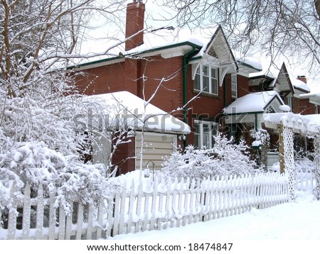 House covered by snow after blizzard. Winter. Toronto, Canada.