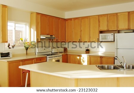 Maple Kitchen Cabinets on New Kitchen With Maple Cabinets Stock Photo 23123032   Shutterstock
