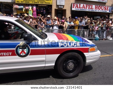 TORONTO, CANADA - JUNE 25: Ontario Police car on Toronto Pride. Toronto Gay Pride Parade, June 25, 2006