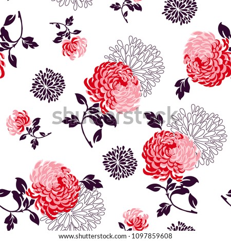 Big Flower pattern chrysanthemum flowers and small flowers for textile pattern, fashion print