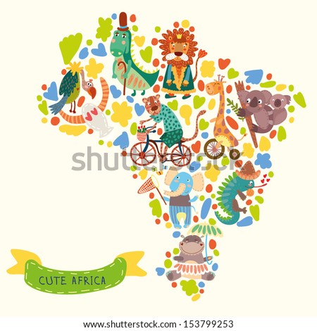Map of Africa with wild animals from Africa.iguana giraffe hippo elephant crocodile jaguar lion koala vulture Map of Africa with wild animals from Africa.iguana giraffe hippo elephant crocodile jaguar lion koala vulture
