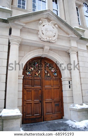 Decorative door, Oxford University, Oxford, England