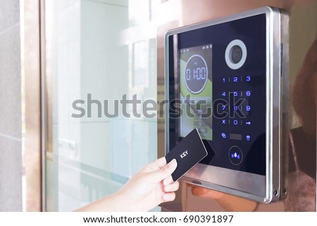 Electronic door lock opening by security card / security card, key, smart, lock opening