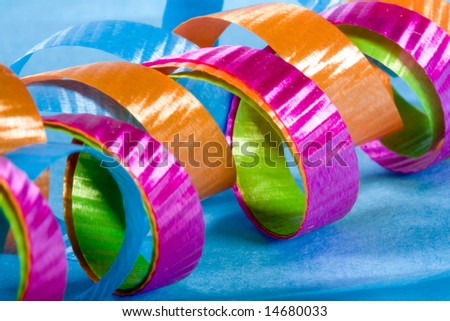 Colorful curling ribbon used for packages; closeup of loops