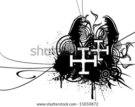 stock vector : Double cross design, includes hand drawn elements, black and white