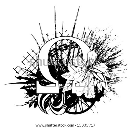 Logo Design Black  White on Omega Grunge Design  Black And White Stock Vector 15335917