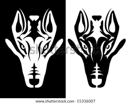 stock vector : Black and white wolf head design element