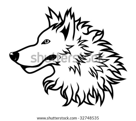 Black And White Wolf Images. stock vector : Black and white