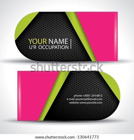 Vector business card green pink and black colors with carbon texture Vector business card green pink and black colors with carbon texture