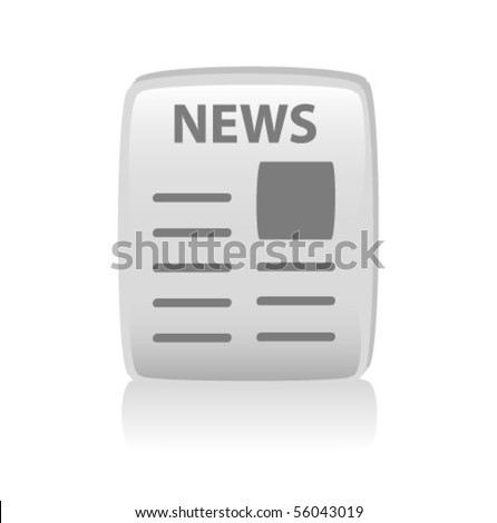 news icon vector. stock vector : Glossy gray news icon, vector